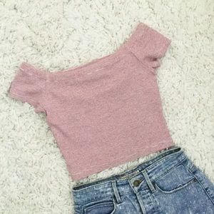 Red + White Off-Shoulder Top